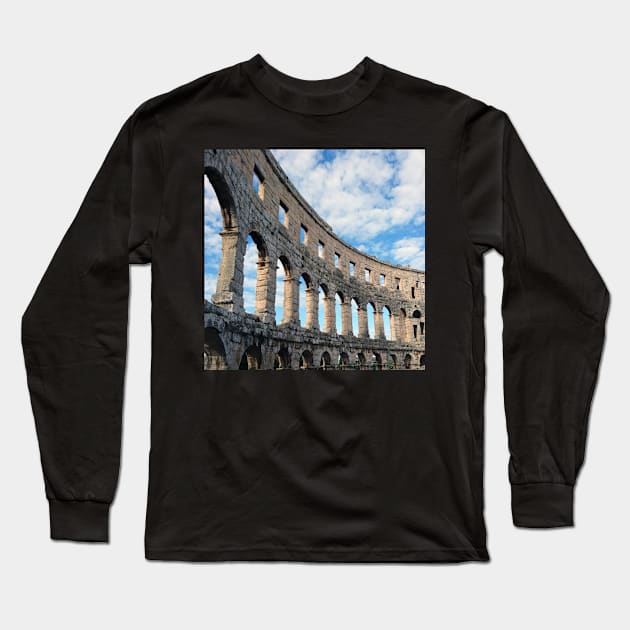 Pula amphitheatre, Croatia Long Sleeve T-Shirt by bettyretro